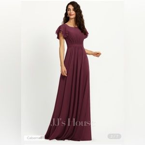 Bridesmaid beautiful dress cabernet color.